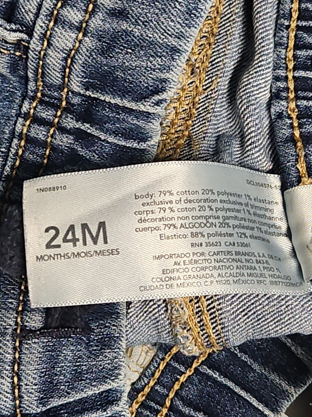 Carter's Two-Pack Denim Drawstring Shorts - Gray & Light Blue Size 24 Months